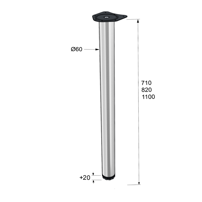 TABLE LEG KSN D.60 / MAT NIKEL